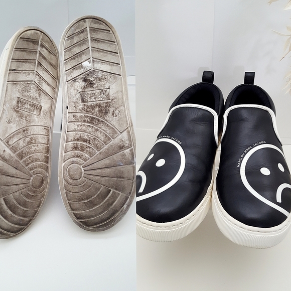 90's Marc Jacobs🔥Sad Face☹ Broom Slio On Sneakers Shoes - Picture 7 of 7
